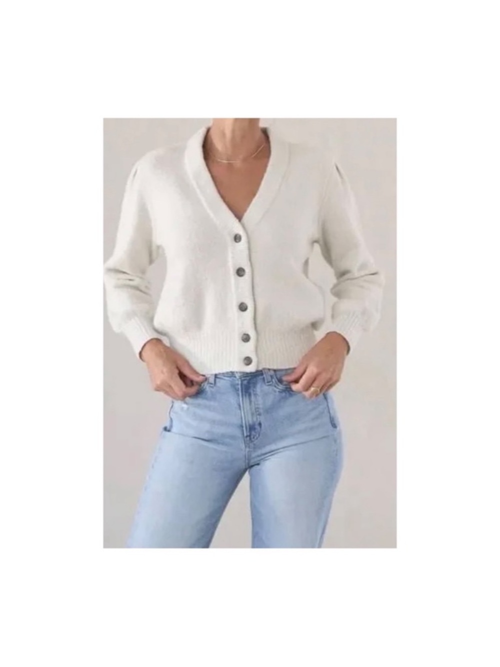AYR Organic Cotton Textured Cropped Cardigan